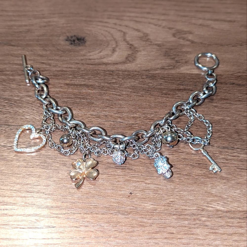 Gone Tones Skull 4 Leaf Clover Lucky‎ Charms Bracelet